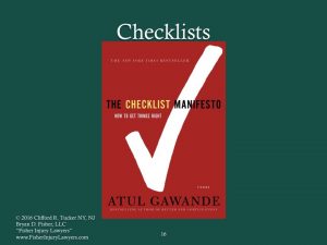 Checklists help ensure Competent Representation