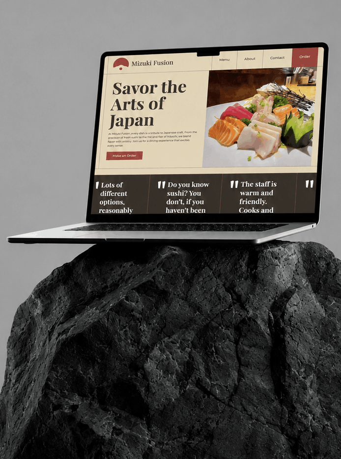 Custom website design and development for local restaurant Mizuki Fusion