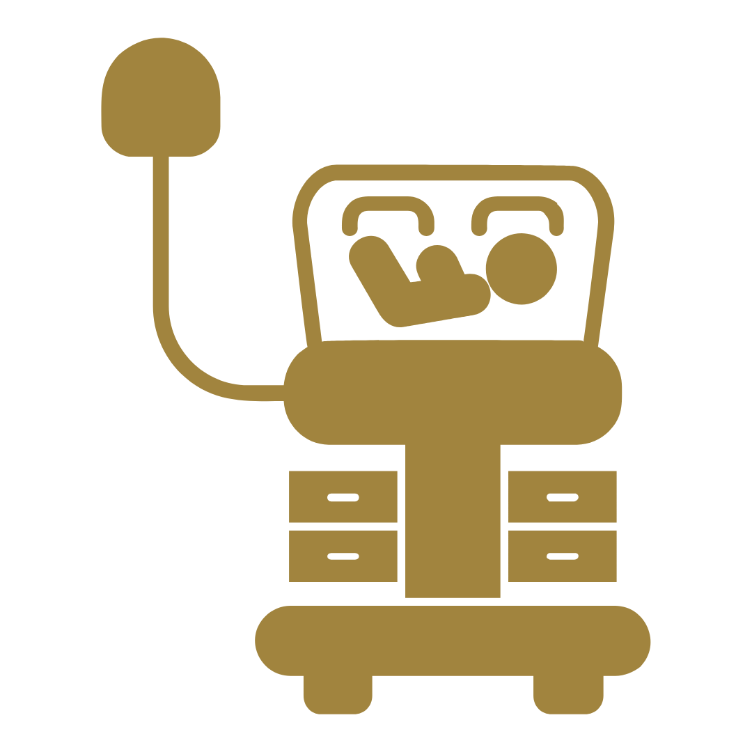 Icon of a medical ultrasound machine showing an image of a fetus in the womb.