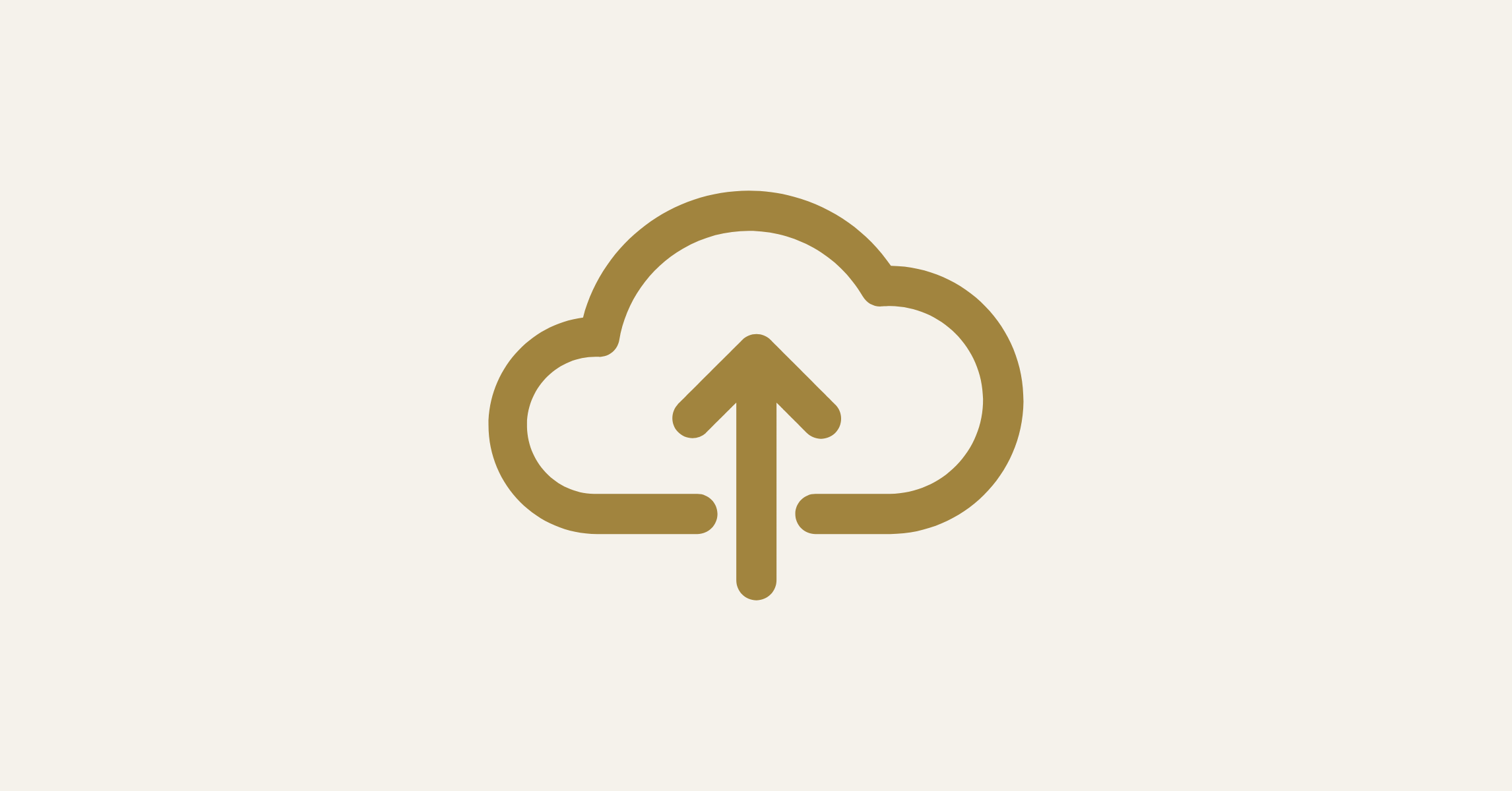 Brown cloud icon with an upward arrow inside, symbolizing cloud upload.