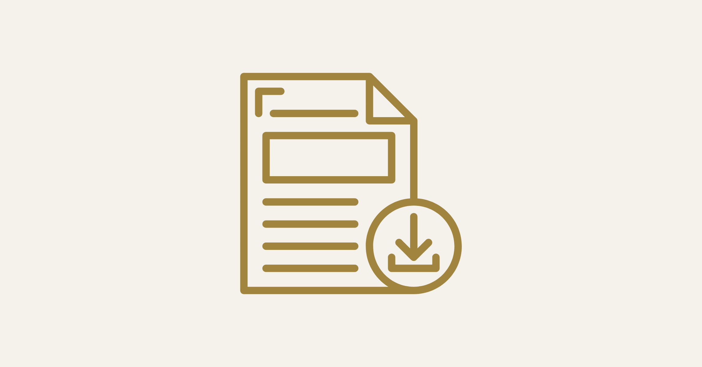 Icon of a document with lines and a download arrow in a circle at the bottom right.