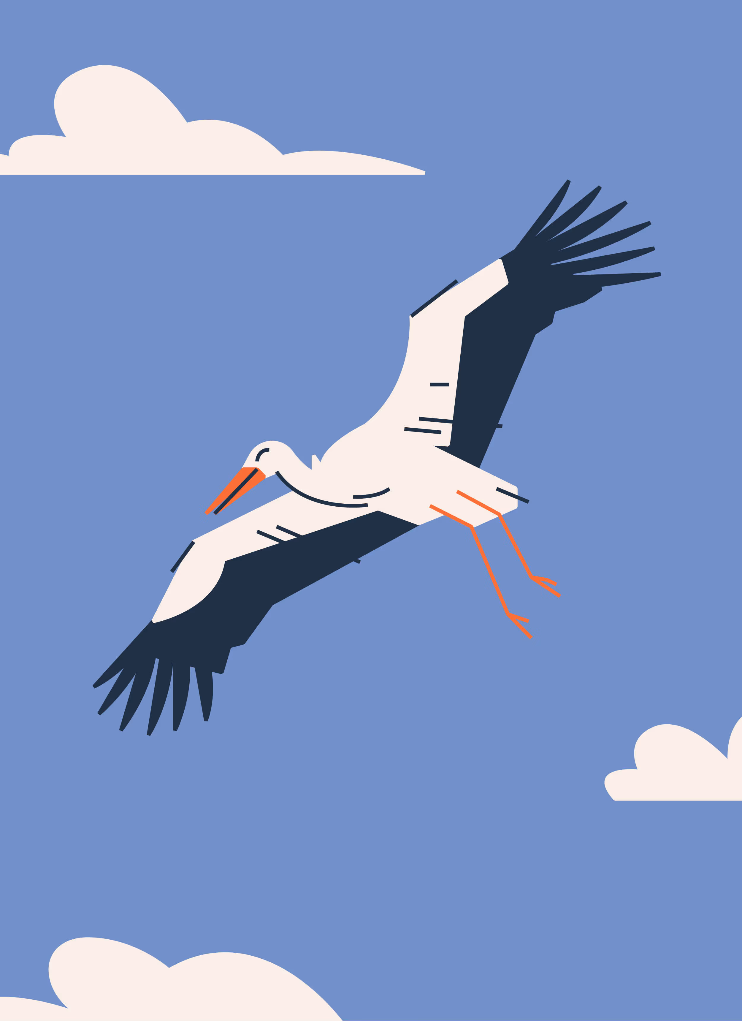 Illustration of a stork for GoElectric Roadbook