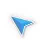Blue and black stylized arrow cursor icon.