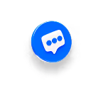 Blue circular chat icon with a white speech bubble containing three blue dots.