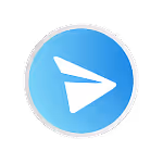Circular blue icon with a white paper airplane symbol.