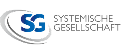 Logo der Systemischen Gesellschaft mit den Buchstaben SG in Blau und grauen Umlauflinien.