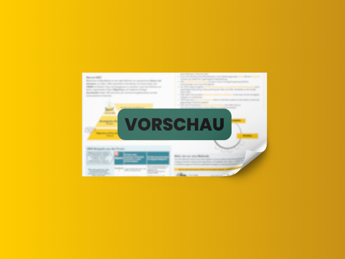 Vorschau des OKR-Onepagers vor gelbem Hintergrund