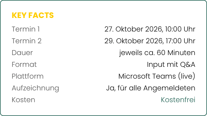 Übersicht über die Webinar-Daten