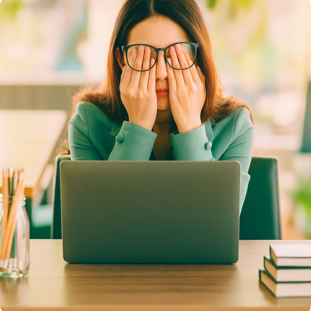 Führungskraft sitzt erschöpft vor dem Laptop – Symbolbild für den Umgang mit schwierigen Mitarbeitern und Konflikte im Unternehmen.