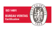 Certificado ISO 14001 del organismo de certificación Bureau Veritas con sello y logotipo.
