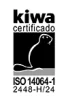 Sello de certificación Kiwa con el texto ISO 14064-1 2448-H/24.