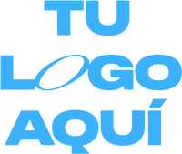 Texto azul que dice 'TU LOGO AQUÍ' en mayúsculas.