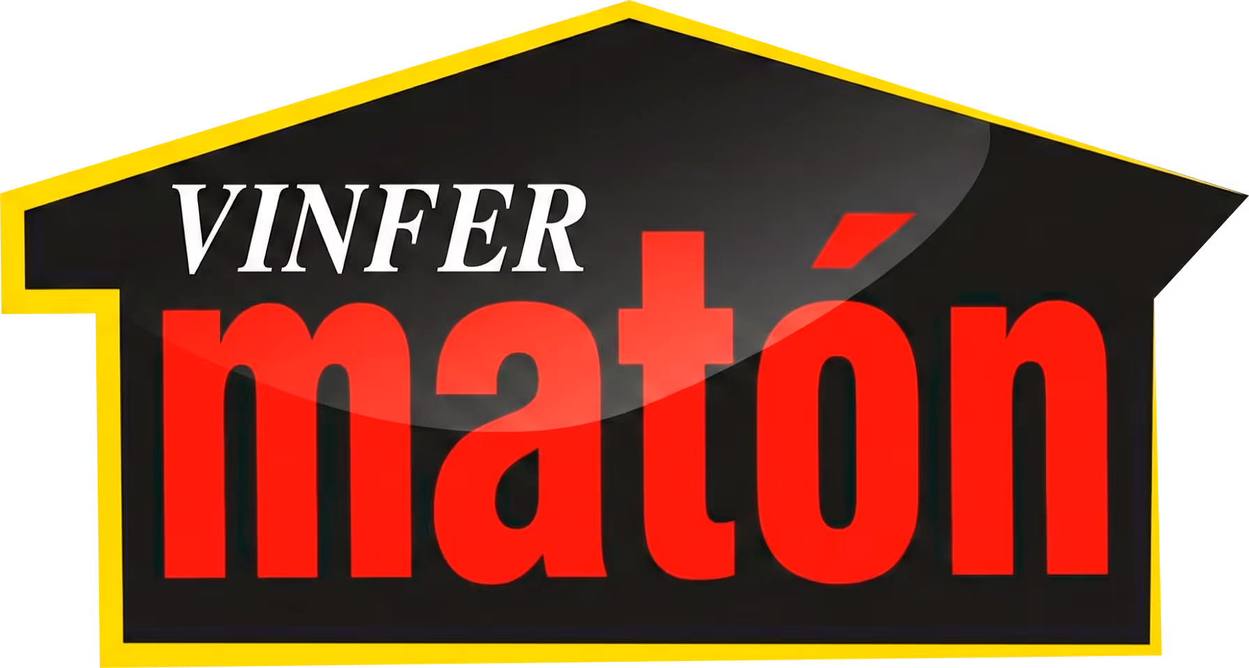 Logotipo con la palabra 'VINFERTACIÓN' en fondo negro con borde amarillo, 'VINFERT' en blanco y 'matón' en rojo grande.