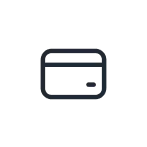 Minimalist credit card icon with rounded corners and a small rectangle on the bottom right.
