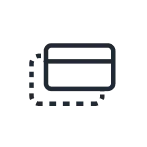 Single stylized black wallet icon with a rectangular card slot on a transparent background.