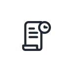 Minimalist icon of a printer with a paper coming out.