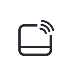 Black square icon with a horizontal line near the bottom and a small gap on the top right.