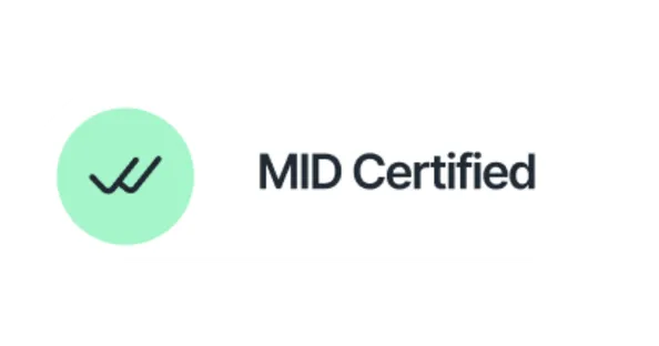 Checkmark icon inside a green circle followed by the text 'MID Certified'.