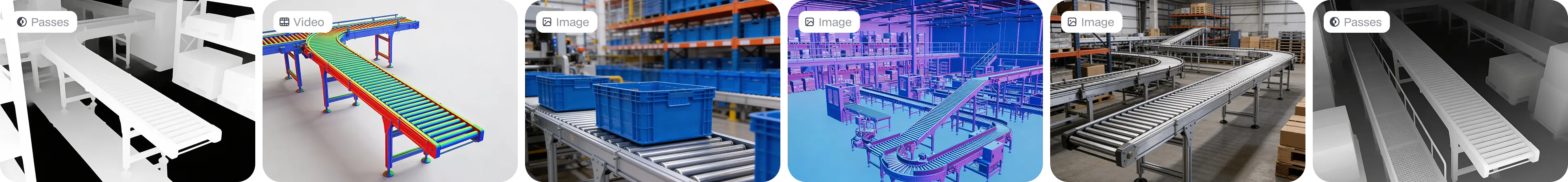 Visuals of a conveyor generated by Physicl AI