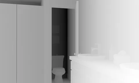 Depth map of a bathroom