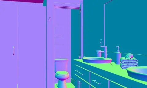 Normal map of a bathroom