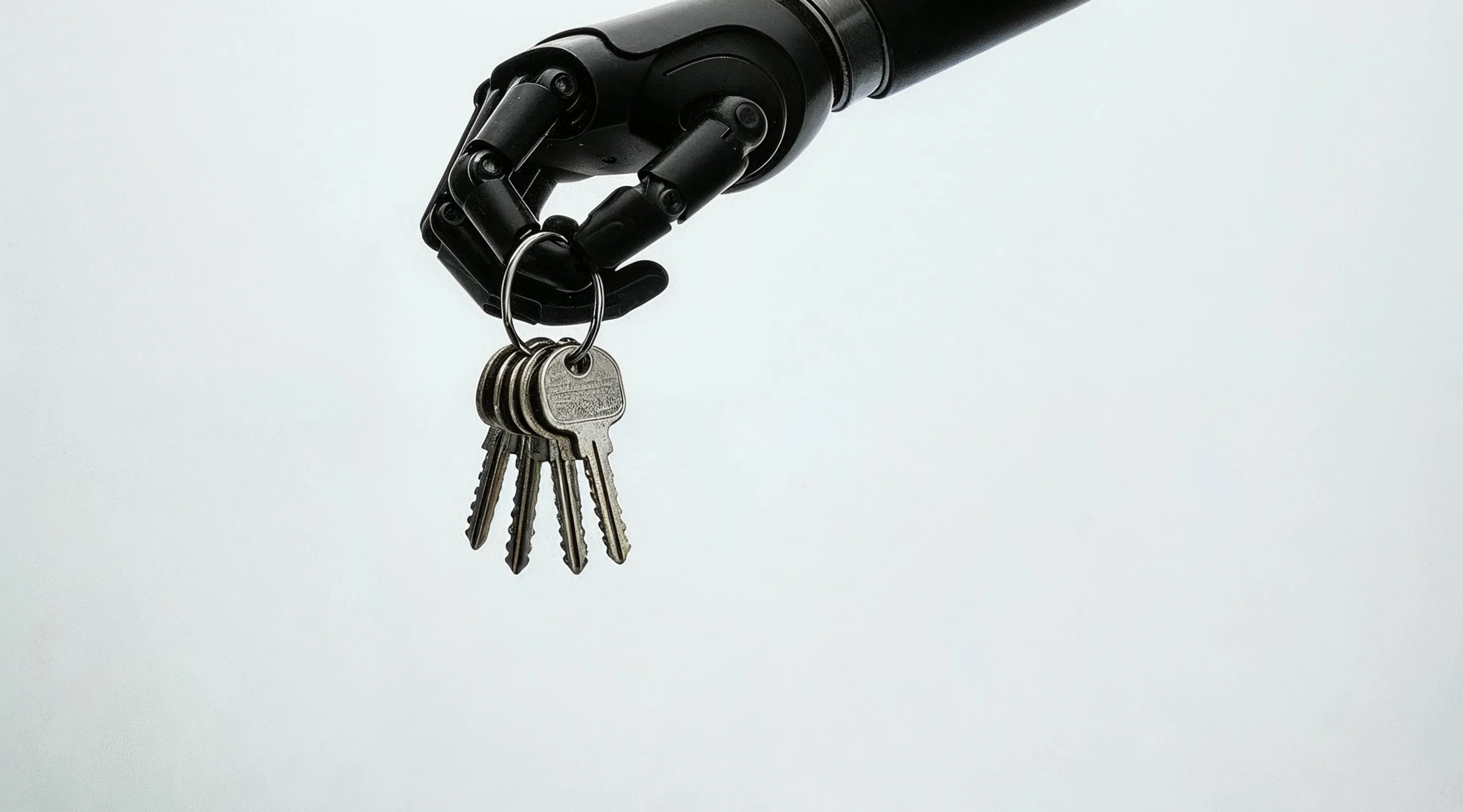 A robot moving with keys in its hand