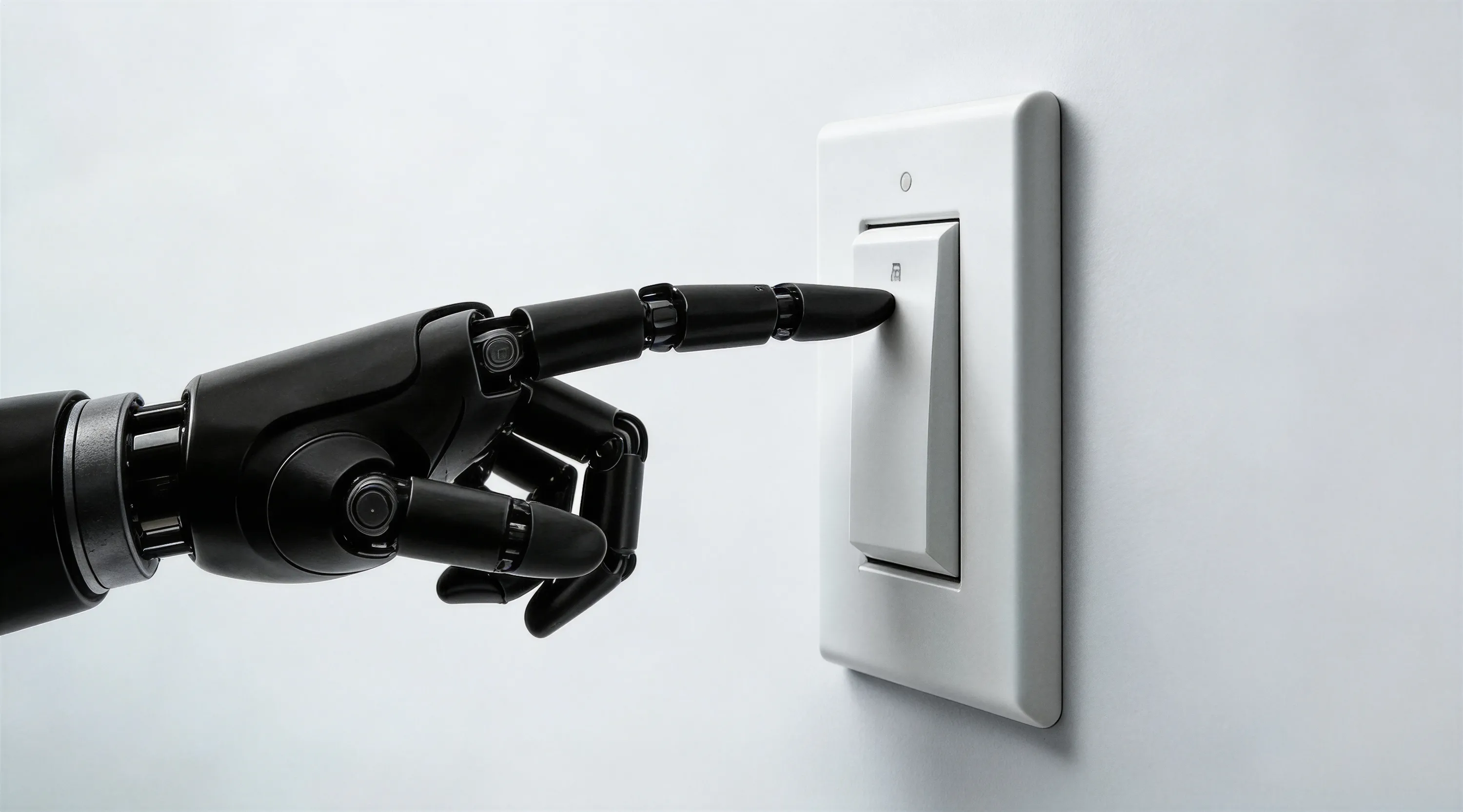 A robot pressing a light switch