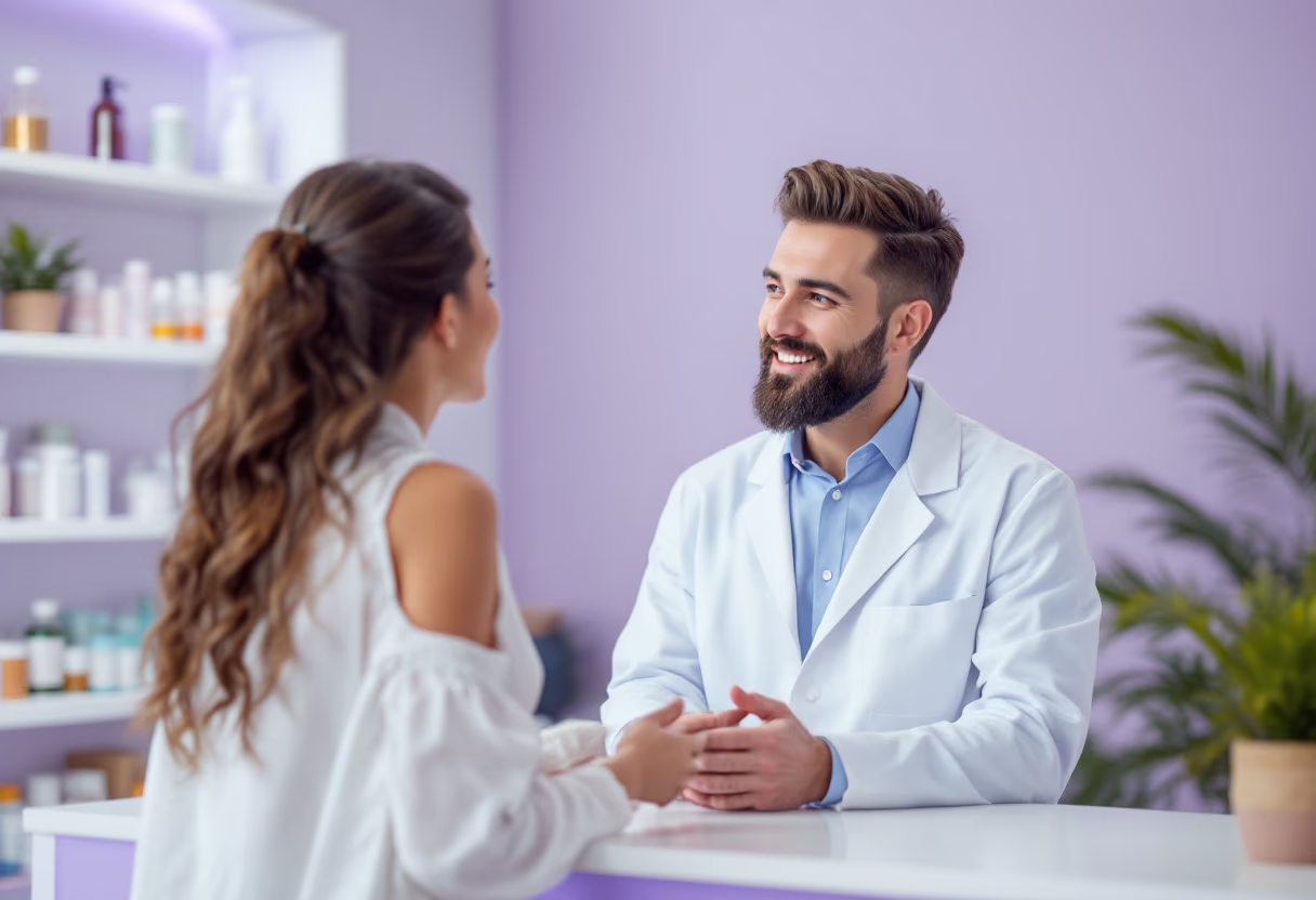 image of pharmacist consulting with a customer