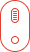 Red computer mouse outline with two scroll buttons and a cable.