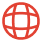 Red globe icon representing international or global network.