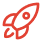Red rocket icon with flames at the base.