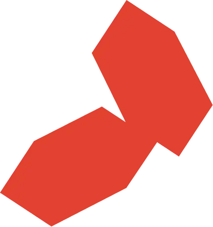 Abstract red polygonal shape with angular segments on a black background.