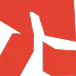 Abstract red shapes on black background forming a fragmented pattern.