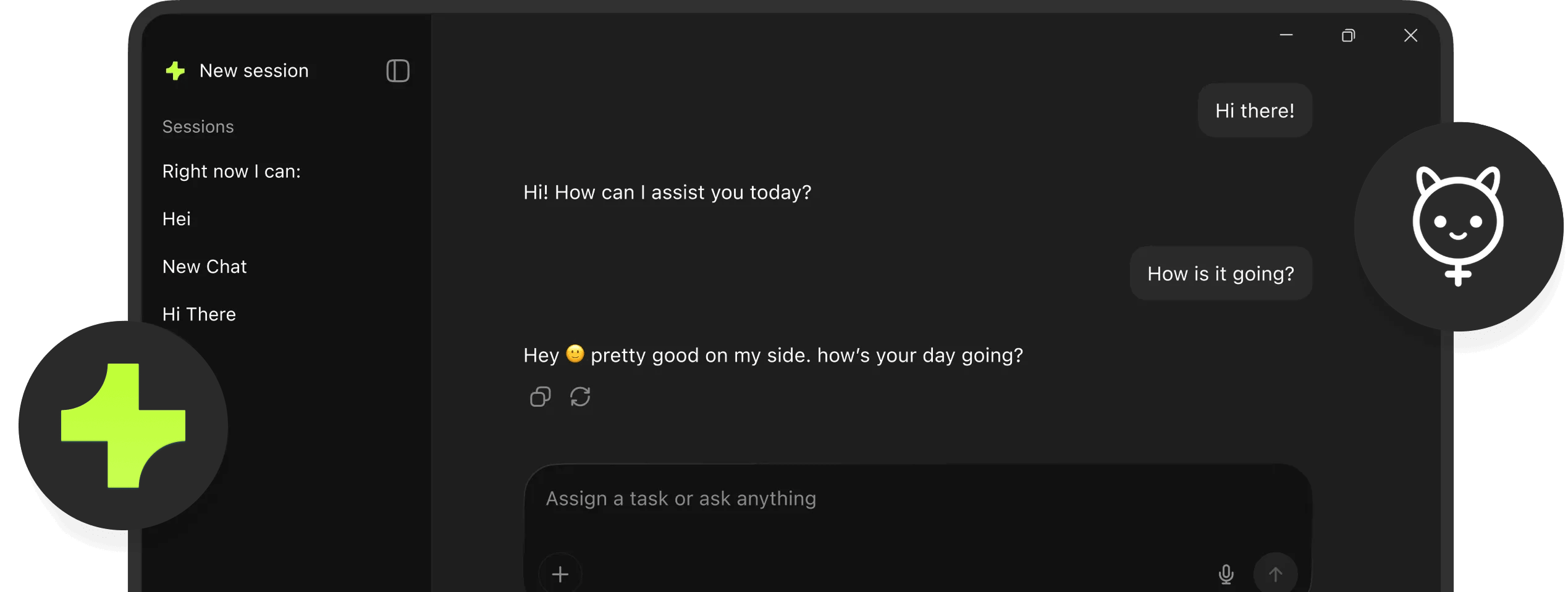 Mercury Agent chat running in the Atomic Bot cloud app