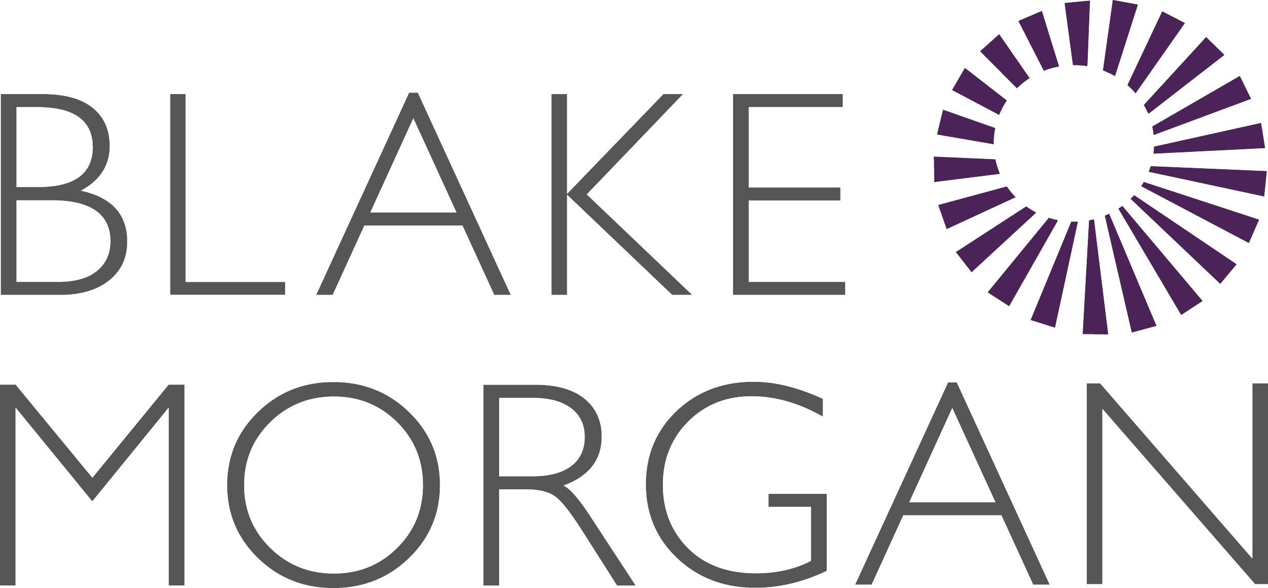 Blake Morgan logo with gray text and purple circular design to the right.