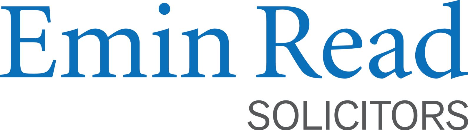 Emin Read Solicitors company logo with Emin Read in blue and Solicitors in gray.