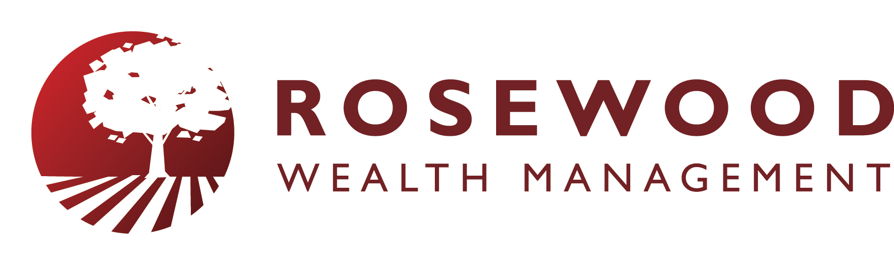 Rosewood Wealth Management logo with a stylized tree inside a circle and company name in red text.