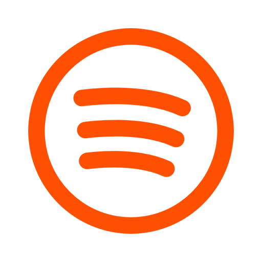 Orange Spotify logo with three curved lines inside a circle on white background.
