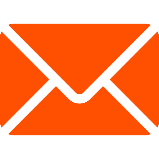 Bright orange envelope icon representing email or message.