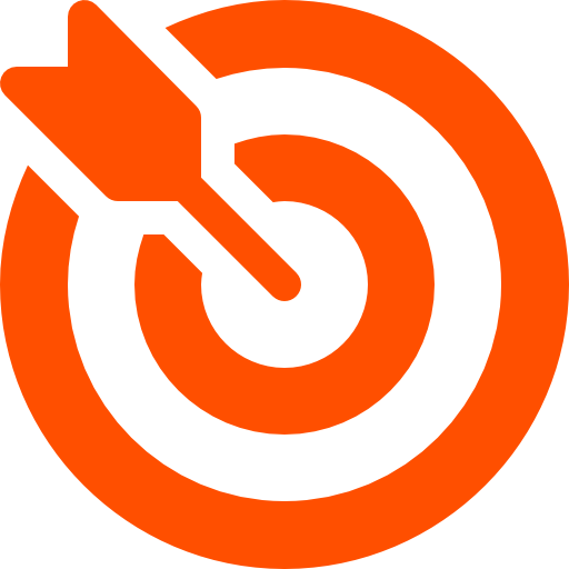 Orange bullseye target with dart hitting the center.
