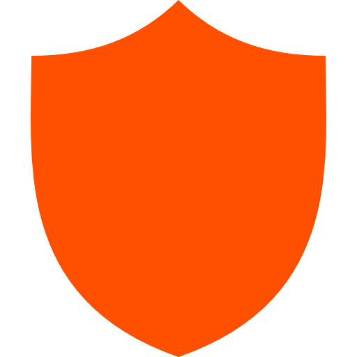 Solid orange shield icon representing protection or security.