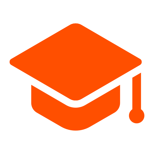 Orange graduation cap icon symbolizing education or learning.
