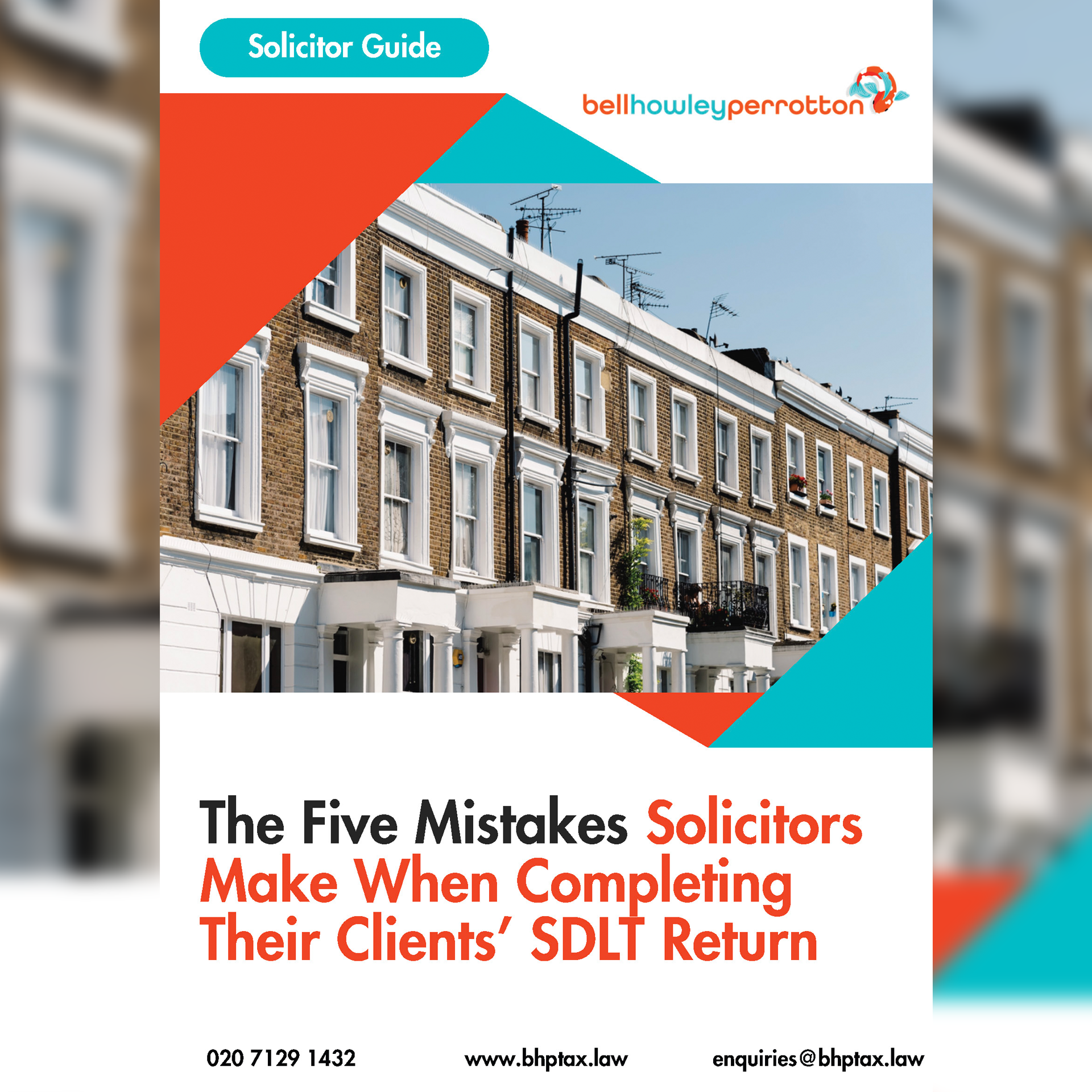 A front cover of a downloadable guide from Bell Howley Perrotton titled "The 5 Mistakes Solicitors Make..."