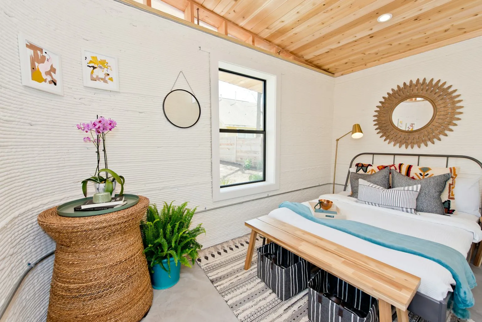 ICON First Permitted 3 D Printed Home bedroom Austin TX March2018 Photo Credit Regan Morton Photography