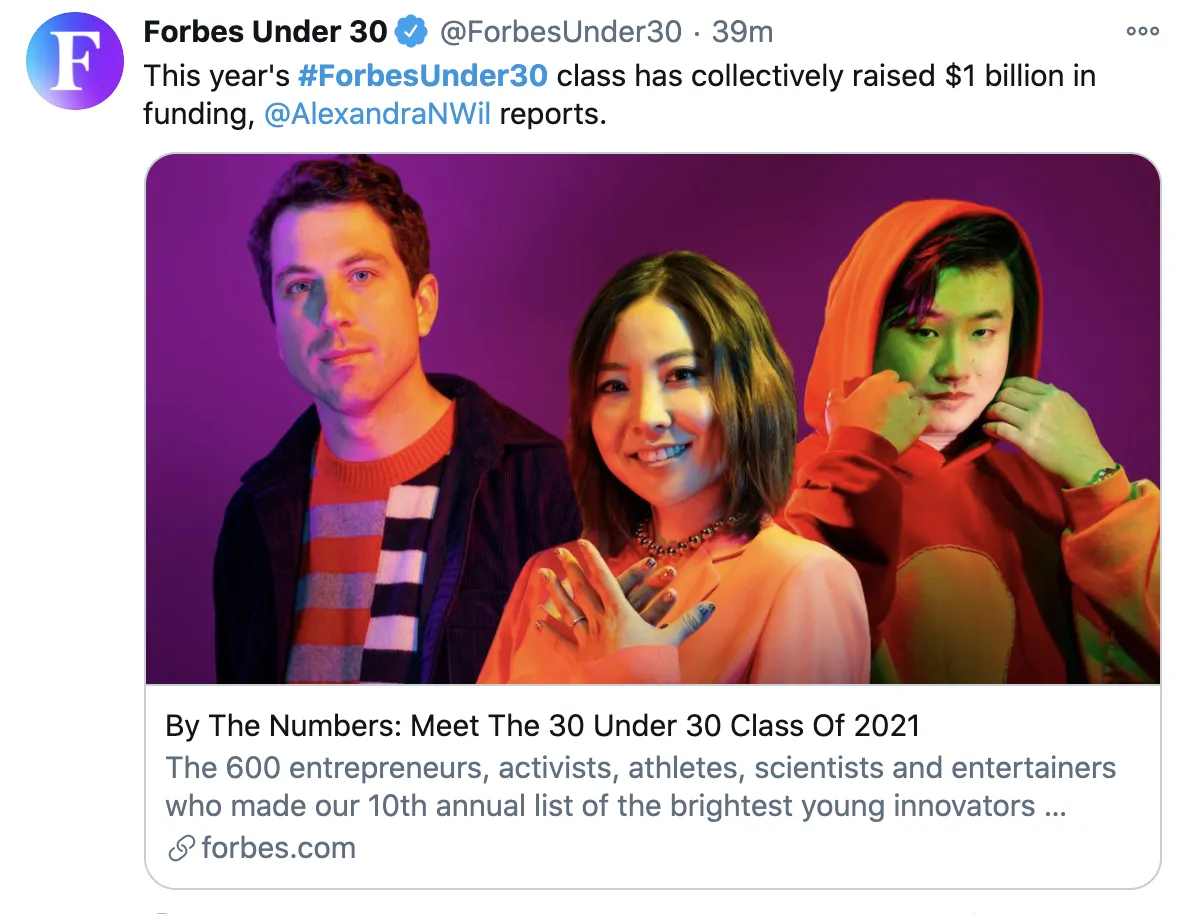 Forbes 30 Under 30 Screenshot