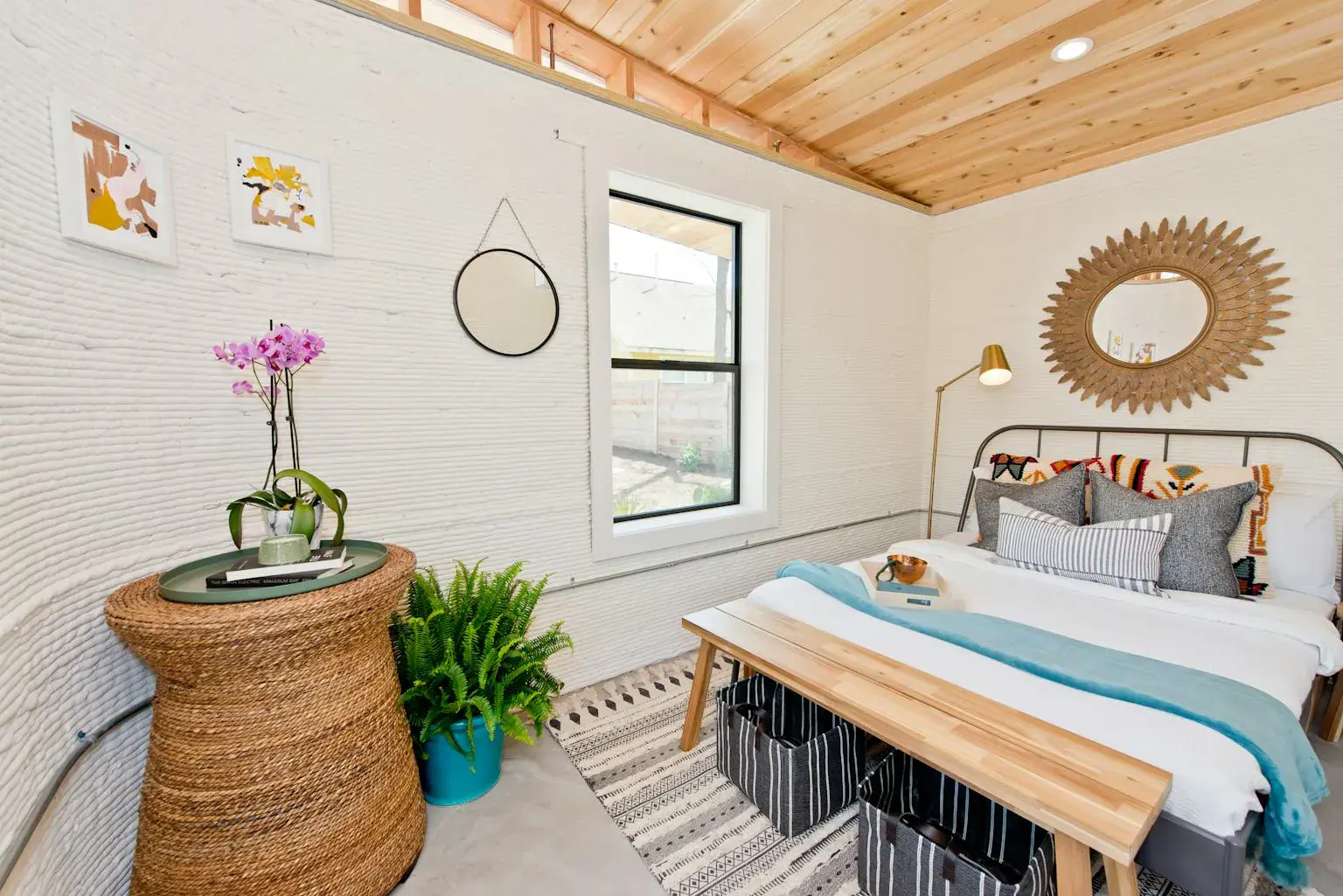 ICON First Permitted 3 D Printed Home bedroom Austin TX March2018 Photo Credit Regan Morton Photography