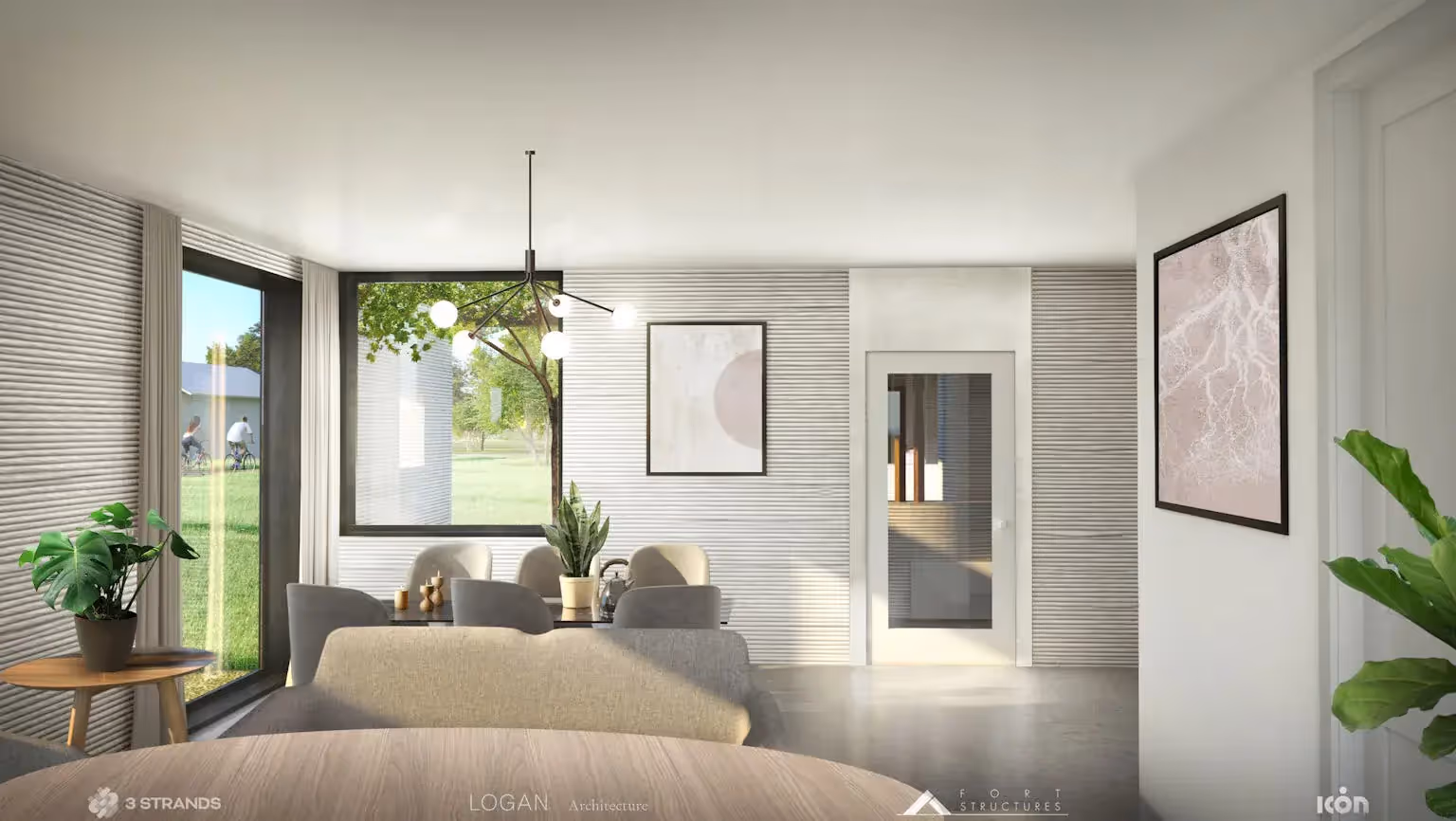 3 Strands and ICON 3 D Printed Homes Austin TX 2021 Interior Credit Logan Architecture