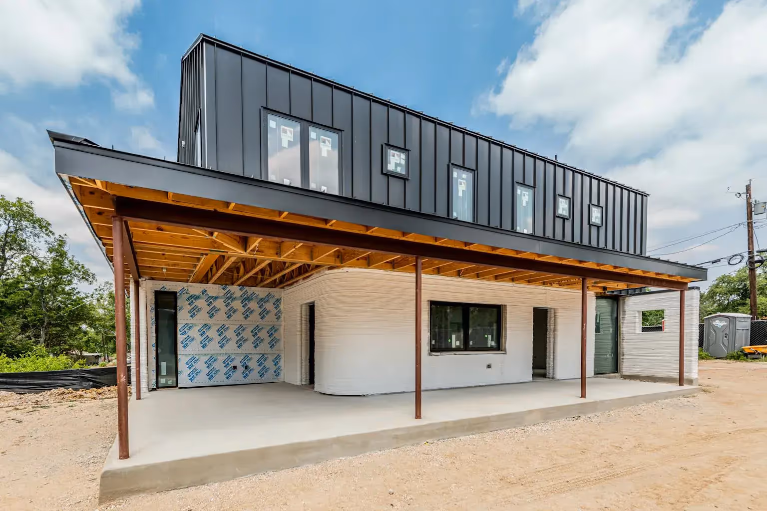 3 Strands ICON First Mainstream 3 D printed Homes Sold In America In progress Construction May2021d jpg