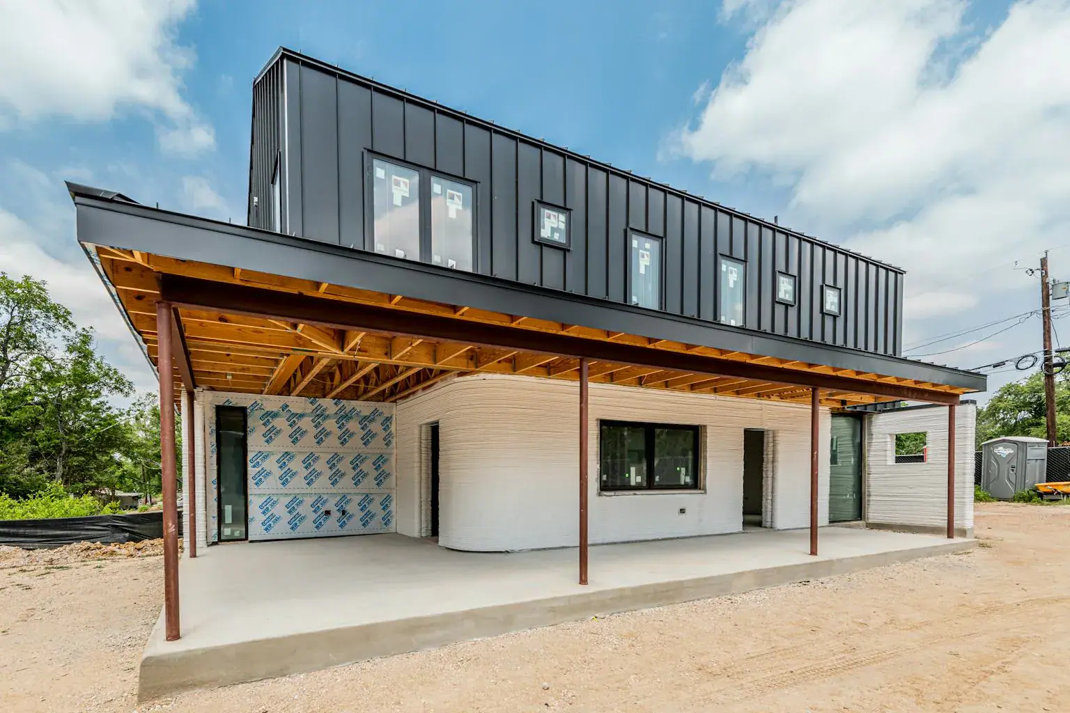 3 Strands ICON First Mainstream 3 D printed Homes Sold In America In progress Construction May2021d jpg