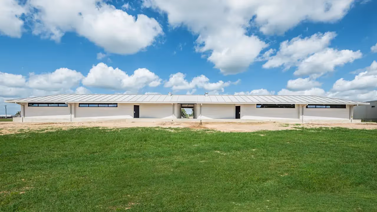 ICON 3 D printed Barracks Designed by Logan Architecture Camp Swift Texas 2021 